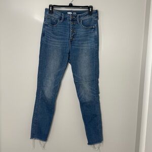 Old Navy Women’s 8 Rockstar Skinny Medium Wash Denim Jeans Button Front Hi Rise